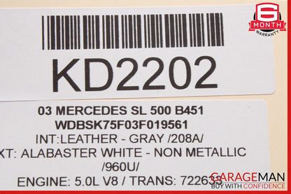 03-12 Mercedes R230 SL500 SL550 Front Right Side Under Seat Control Module Unit