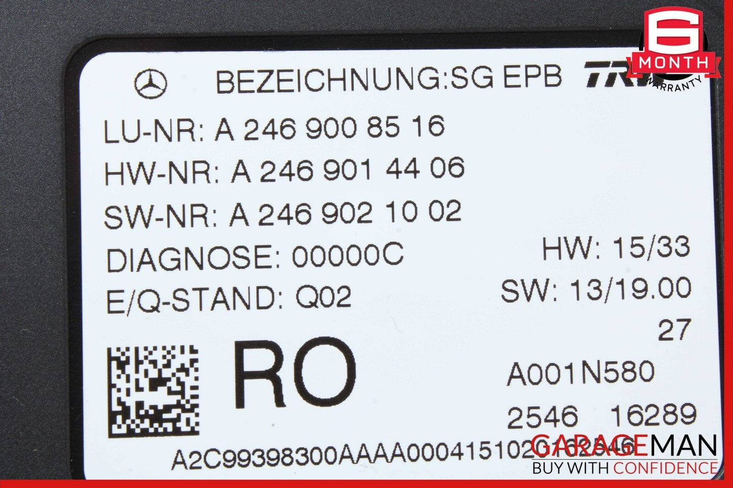 12-18 Mercedes W117 CLA250 SLK350 Hand Parking Brake Control Module Unit OEM