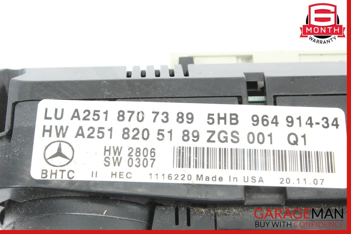 06-12 Mercedes W164 GL320 R350 ML550 A/C AC Heater Climate Control Switch OEM