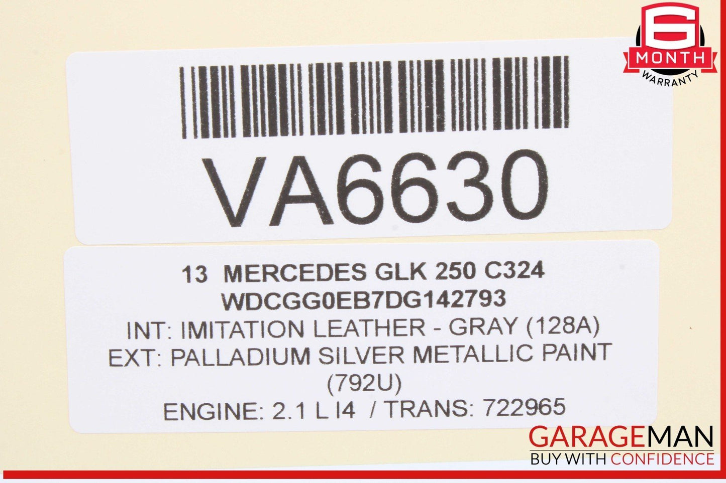 10-16 Mercedes X204 GLK250 C250 E400 Interior Rear View Mirror Gray 2048104217
