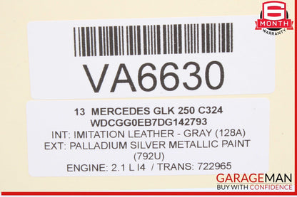 10-16 Mercedes X204 GLK250 C250 E400 Interior Rear View Mirror Gray 2048104217