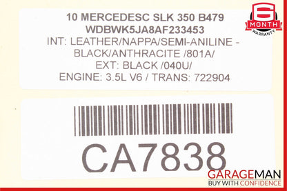 05-11 Mercedes R171 SLK350 SLK55 AMG Front Right Sun Visor Sunvisor Shade Cover