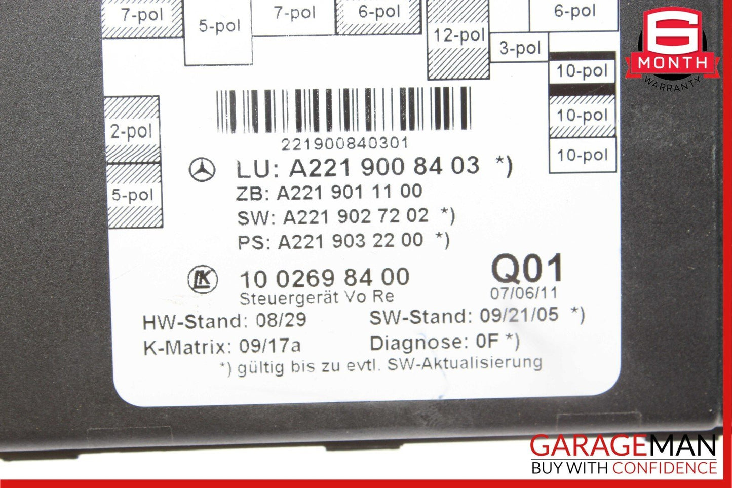 10-13 Mercedes W221 S500 S550 Front Right Side Door Control Module Unit OEM