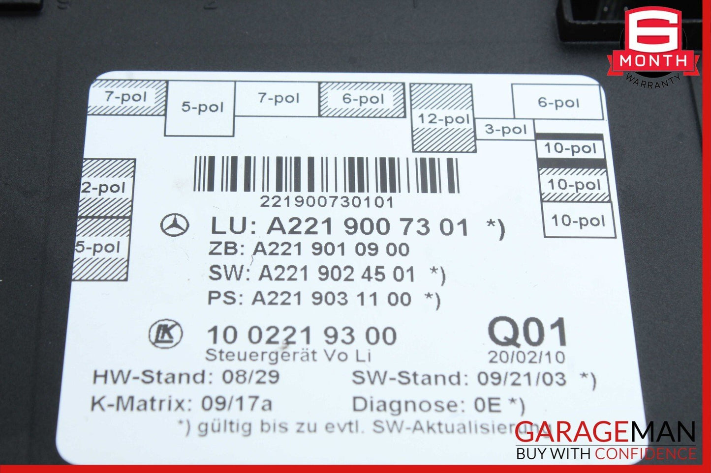 07-13 Mercedes W221 S550 S65 AMG Front Left Door Control Module 2219010900 OEM