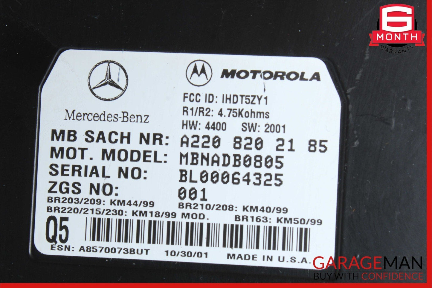 98-05  Mercedes W215 CL55 AMG CLK500 Voice Command Control Module 2208202185 OEM