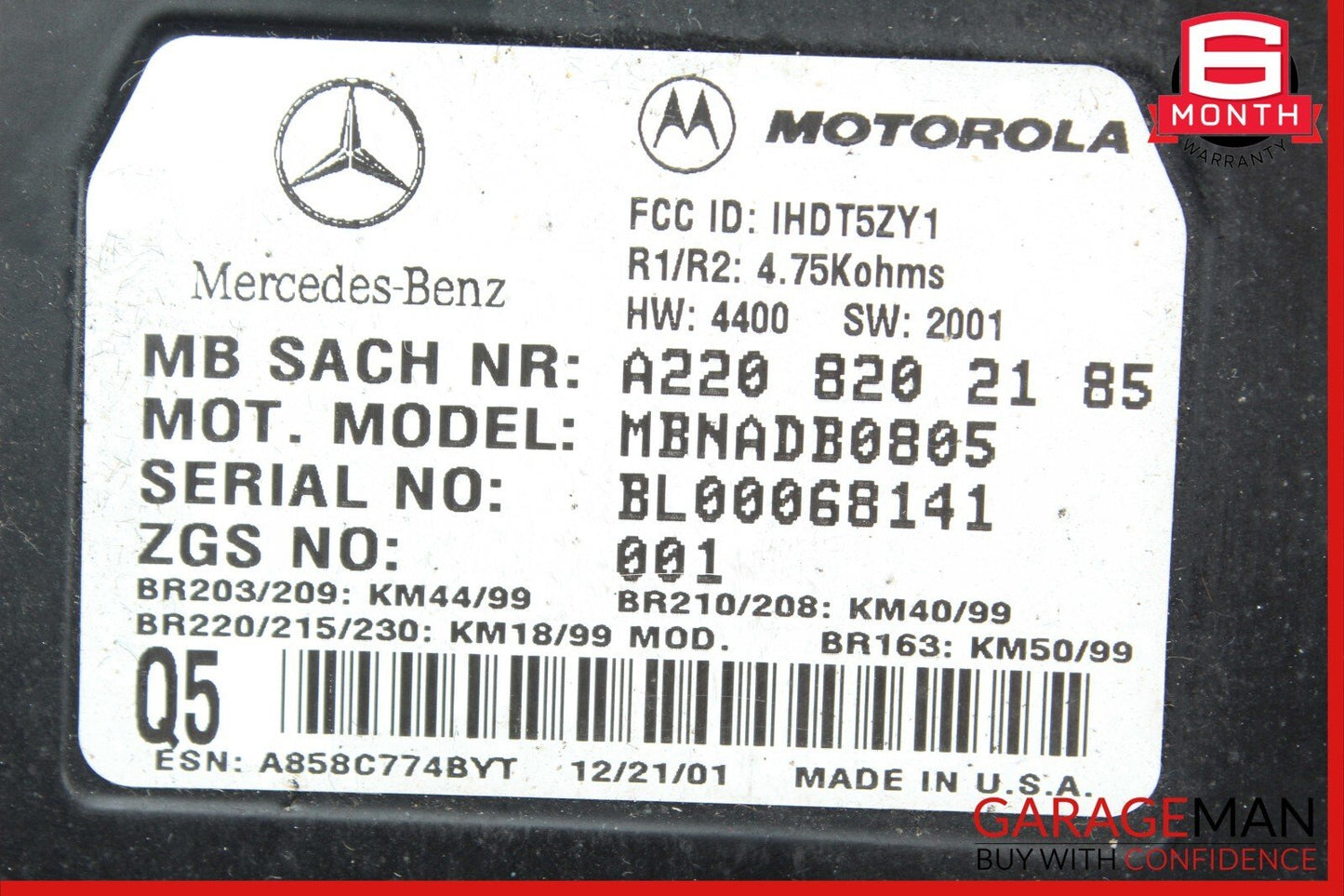 00-06 Mercedes R230 SL500 CLK55 AMG Voice Command Control Module 2208202185 OEM