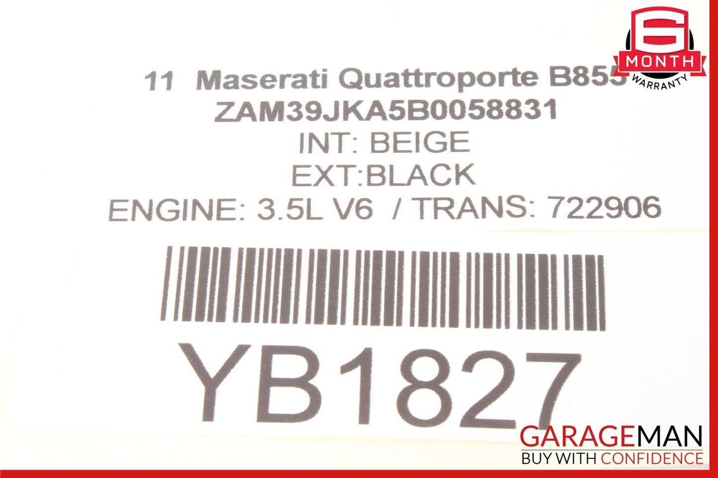 03-13 Maserati Quattroporte M139 Interior Rear View Mirror Black OEM