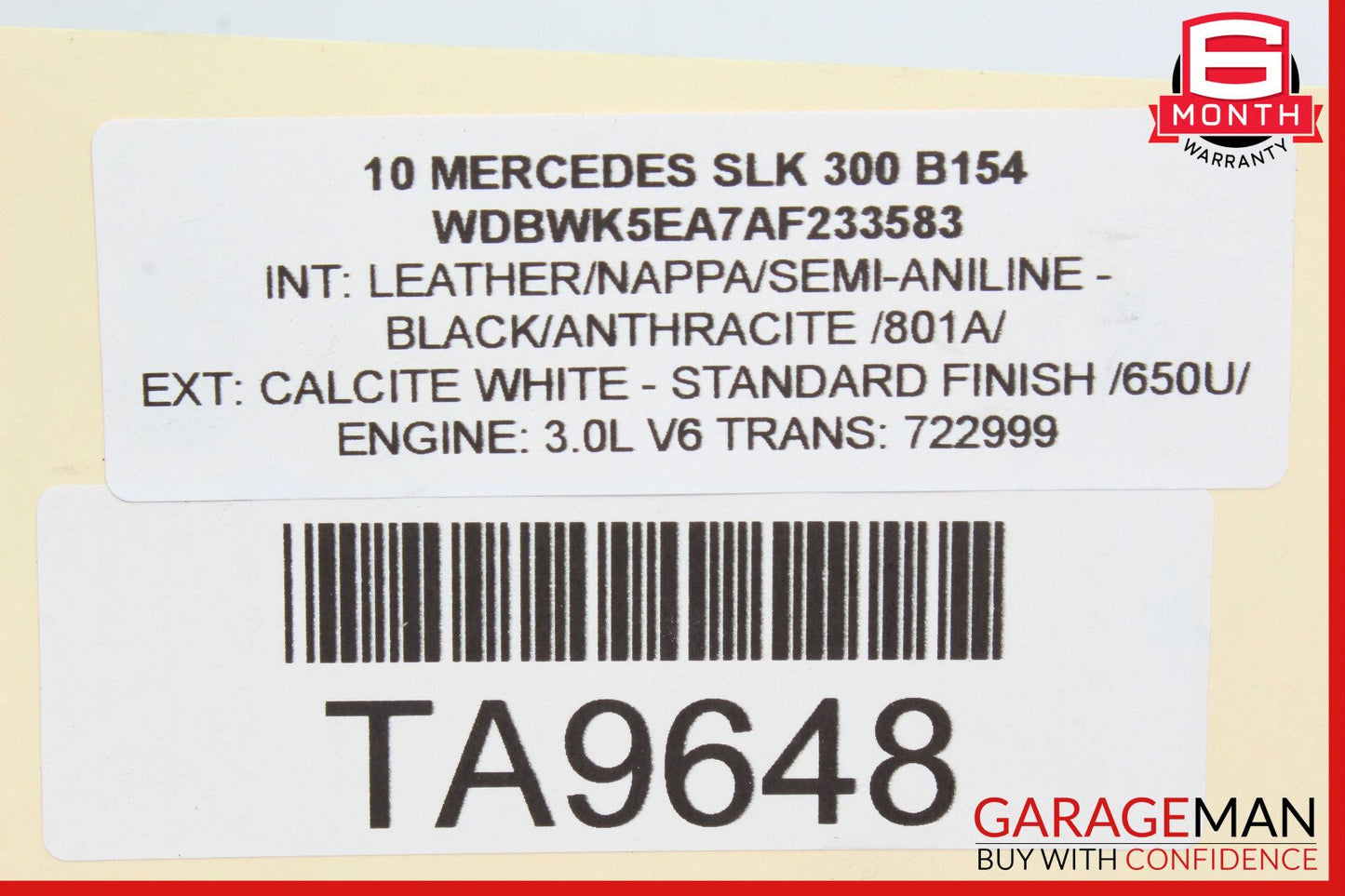Mercedes R171 SLK300 GLK350 E350 Engine Cylinder Head Cover Left Side OEM