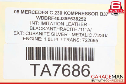01-07 Mercedes W203 C230 Rear Right Door Lock Latch Actuator OEM