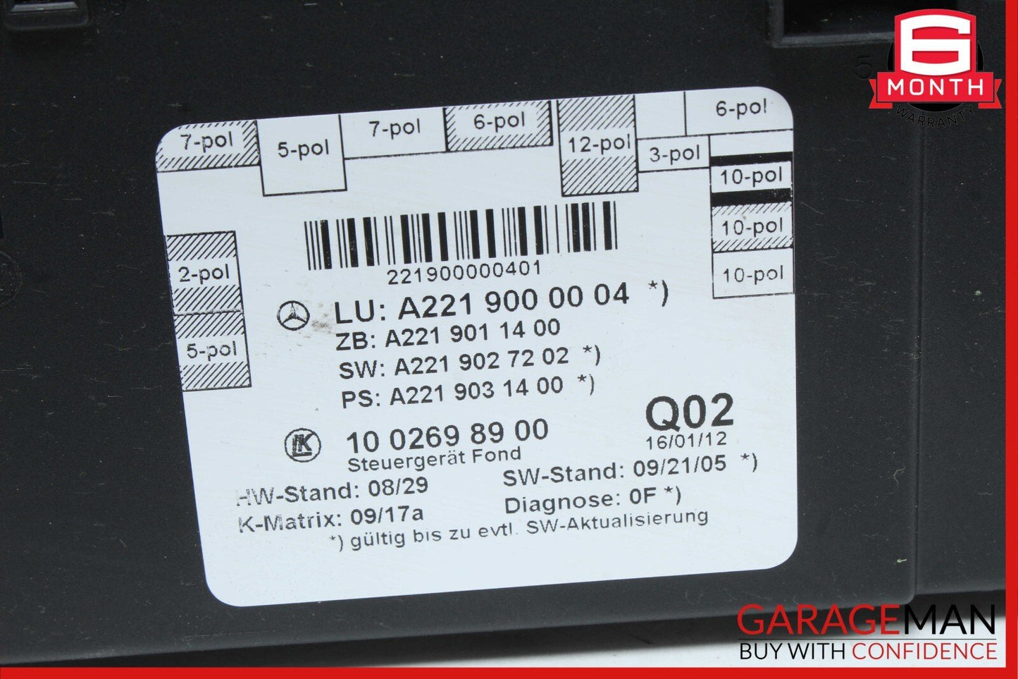 07-13 Mercedes W221 S550 S63 AMG Rear Right or Left Side Door Control Module