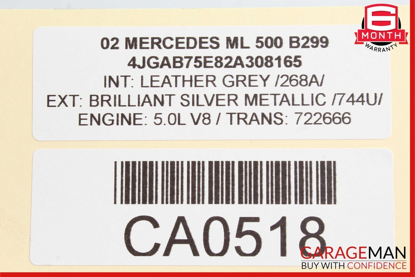 02-05 Mercedes W163 ML320 ML500 Exterior Door Handle Rear Left 1637600959 OEM