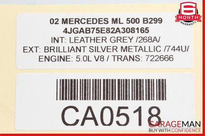 02-05 Mercedes W163 ML320 ML500 Exterior Door Handle Rear Left 1637600959 OEM