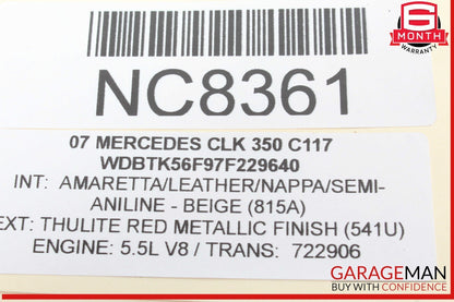 03-09 Mercedes W209 CLK350 CLK320 Left or Right Side Bow Tension Cylinder OEM