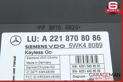 07-10 Mercedes W221 S550 S600 Keyless Go Control Module Unit 2218708086 OEM