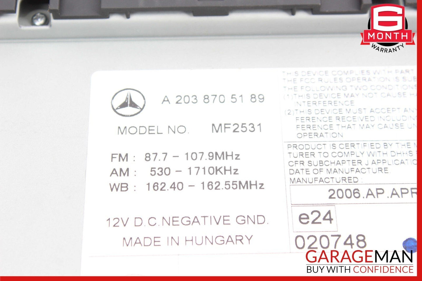 05-07 Mercedes W203 C230 C350 Radio Stereo Audio CD Player Head Unit AM FM OEM