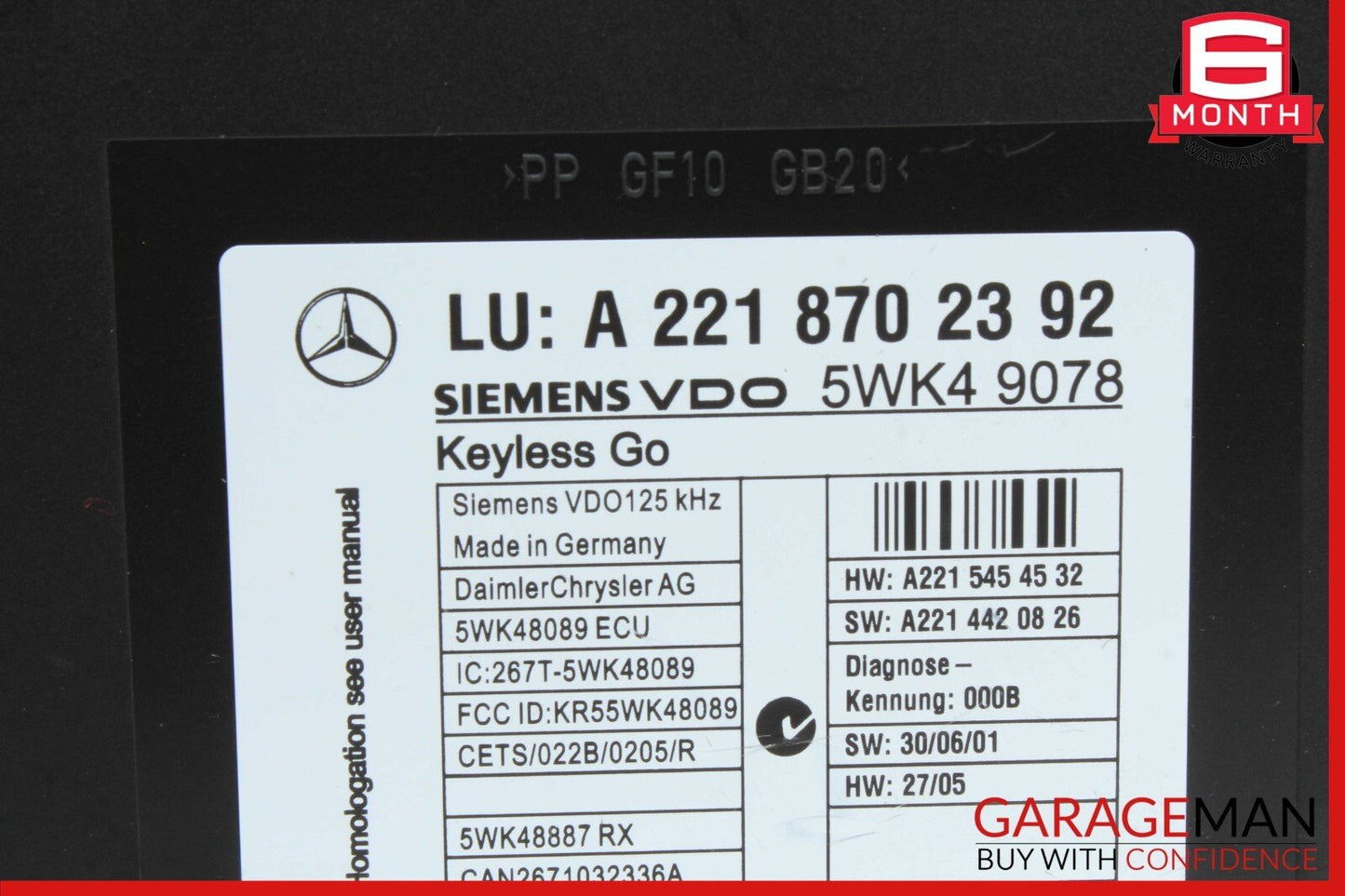 07-10 Mercedes W216 CL550 CL600 S550 S63 AMG Keyless Go Control Module Unit OEM