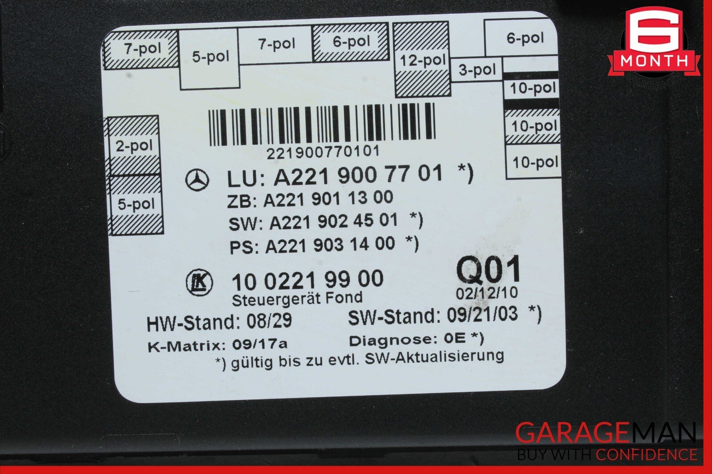 10-13 Mercedes W221 S400 S550 S63 AMG Rear Left or Right Door Control Module OEM