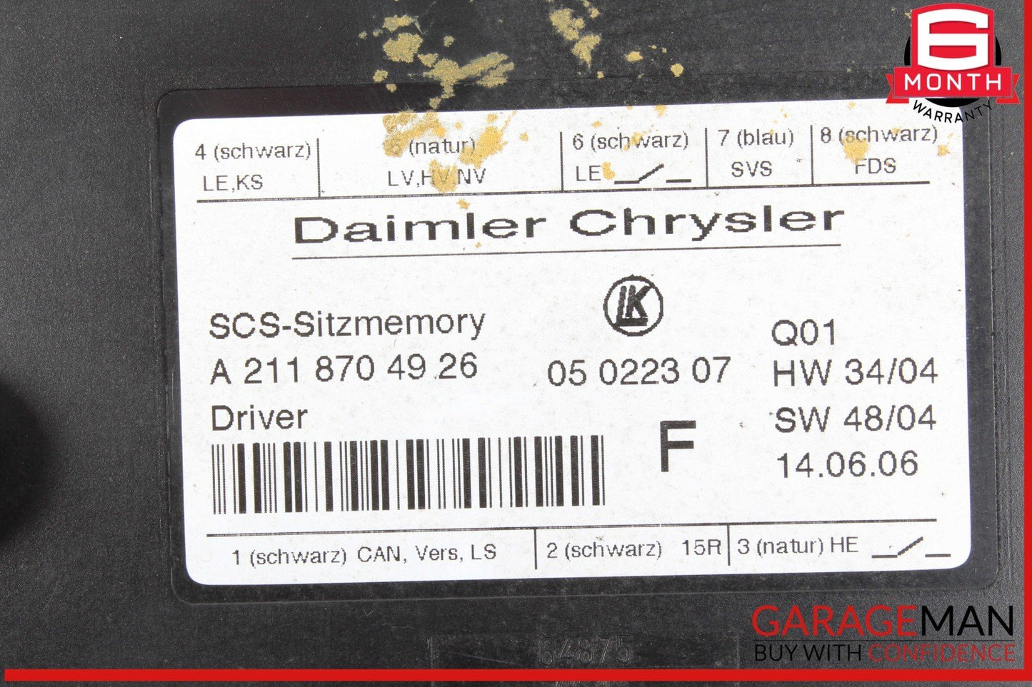 03-12 Mercedes W211 E63 AMG ML500 Front Left Side Seat Control Module OEM