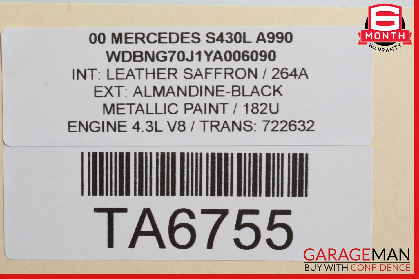 00-06 Mercedes W220 S430 Front Left Driver Side Window Regulator Motor OEM