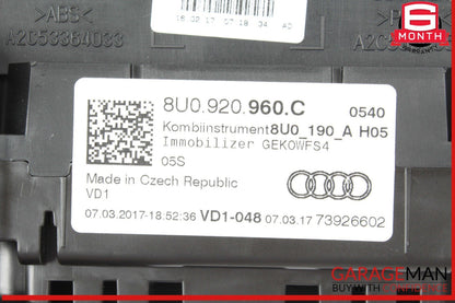 15-18 Audi Q3 Speedometer Instrument Cluster 8U0920960C OEM