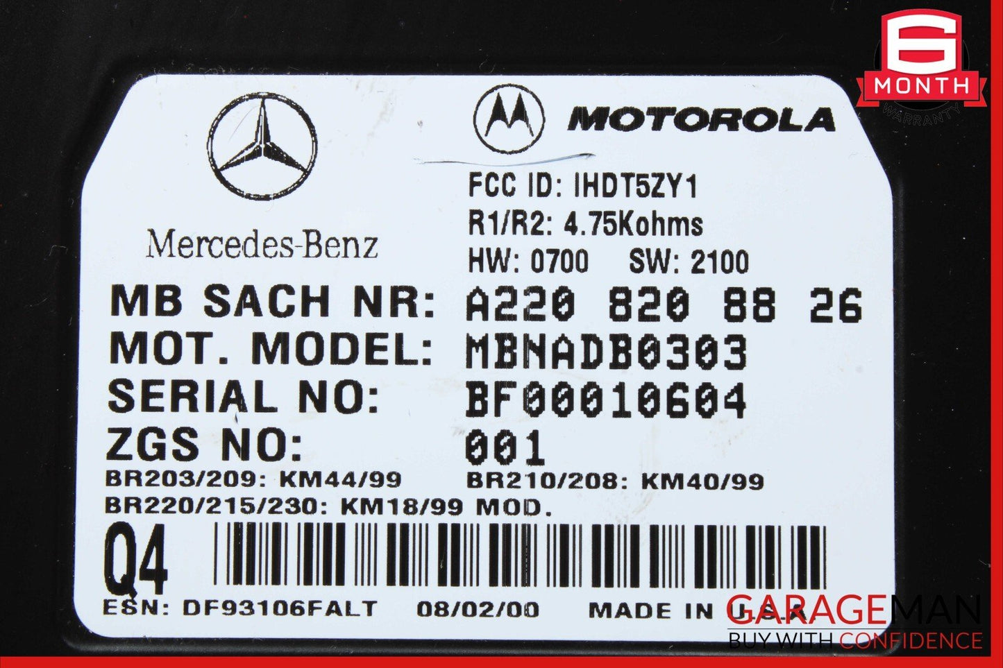 00-06 Mercedes W220 S500 SL500 CL500 Voice Command Control Module 2208208826 OEM