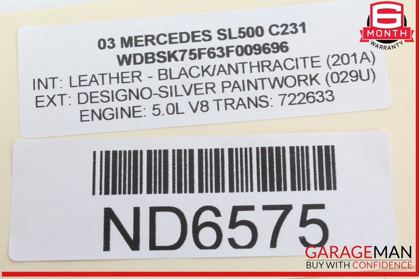 03-08 Mercedes R230 SL500 SL55 AMG SL550 Convertible Top Roof Control Module OEM