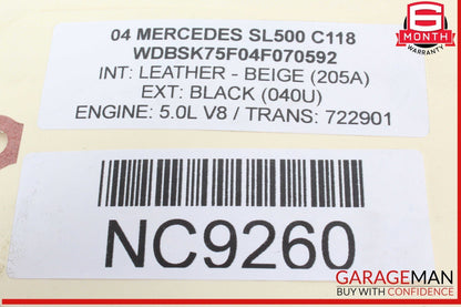 03-12 Mercedes R230 SL500 Convertible Trunk Frame Left Lock Cylinder OEM