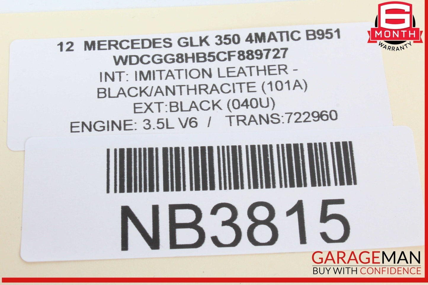 08-15 Mercedes X204 GLK350 4MATIC Front Right Passenger Side Dash Airbag