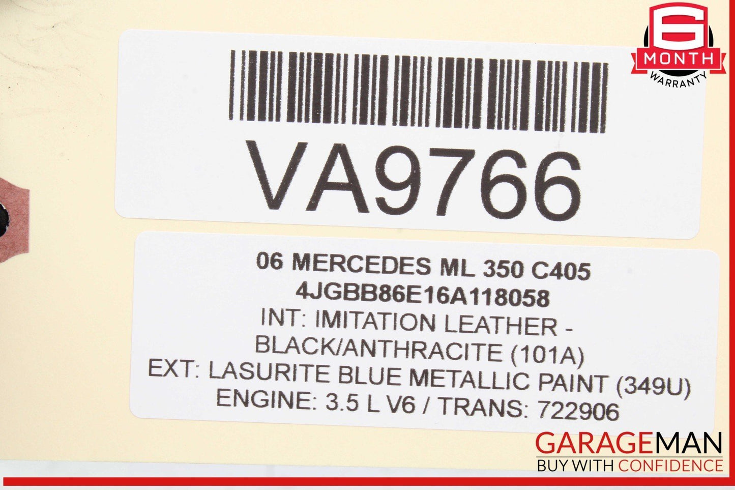 06-12 Mercedes W164 ML350 GL450 Front Upper Radiator Support Tie Bracket Bar OEM