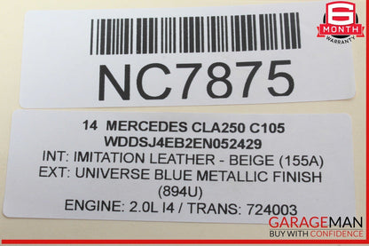 14-19 Mercedes W117 CLA250 CLA45 AMG Rear Left Side Exterior Door Handle OEM