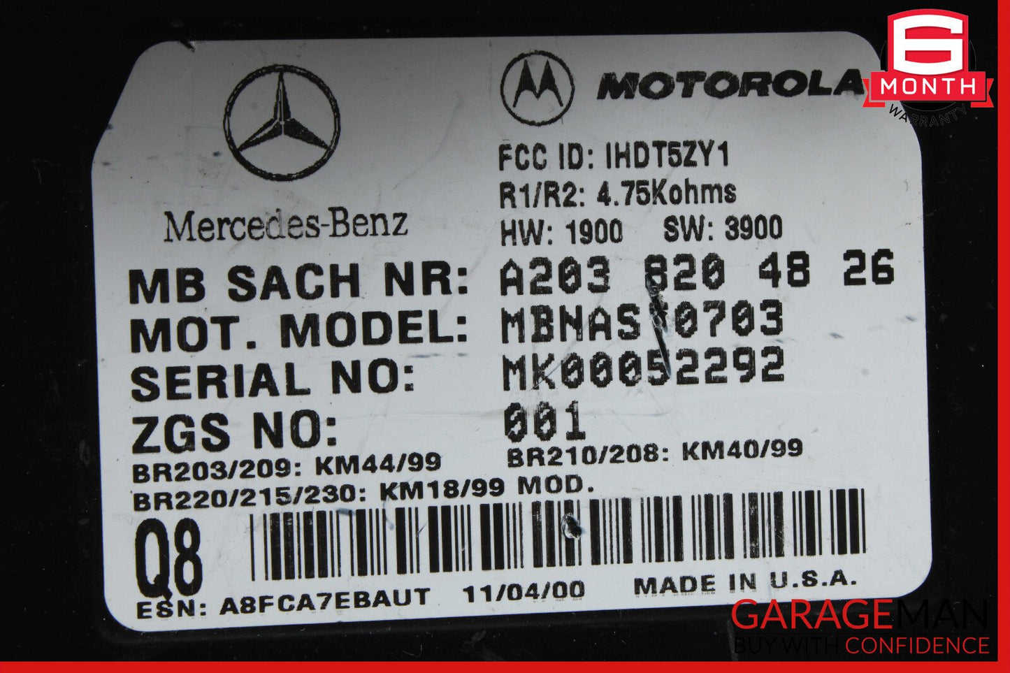 97-09 Mercedes W208 CLK430 SL550 Voice Control Communication Module Unit Audio