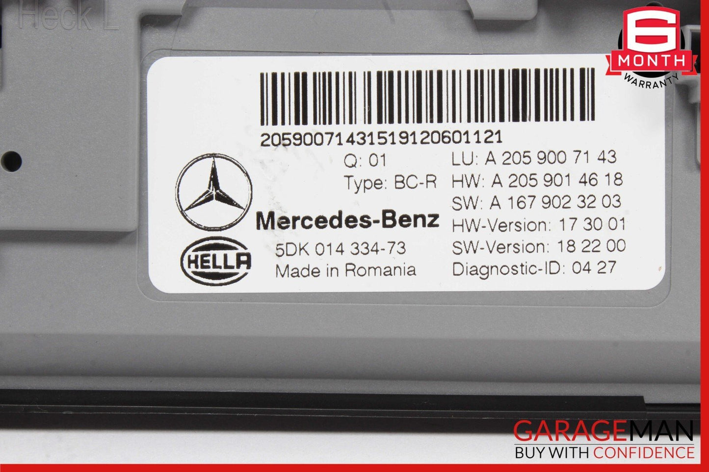 19-21 Mercedes W205 C300 C63 AMG Rear Trunk SAM Signal Acquisition Module Unit