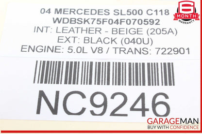 03-08 Mercedes R230 SL500 Rear Left Seat Belt Retractor Luggage w/ Speaker OEM