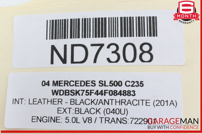 03-12 Mercedes R230 SL500 Convertible Top Right Side Load Assist Cylinder OEM
