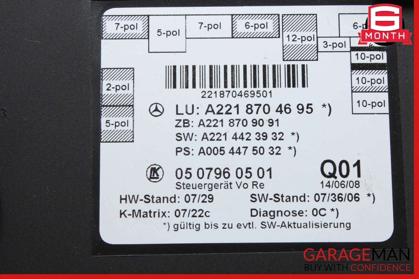 07-13 Mercedes W221 S550 S600 Front Right Side Door Control Module Unit OEM