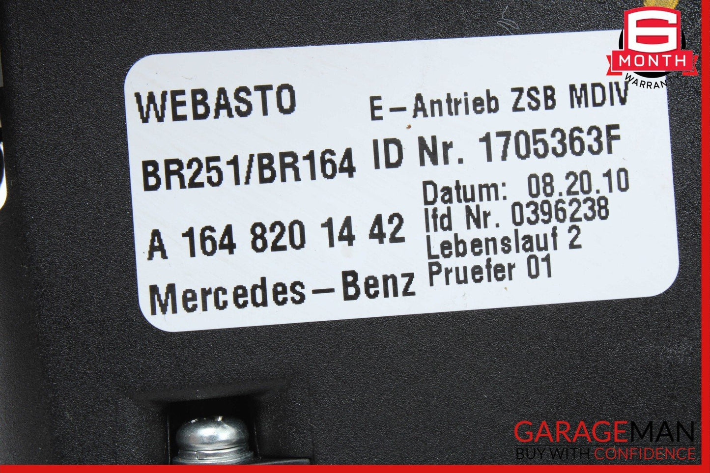 06-13 Mercedes W251 R350 GL450 ML350 Pano Panoramic Sunroof Sun Roof Motor Unit