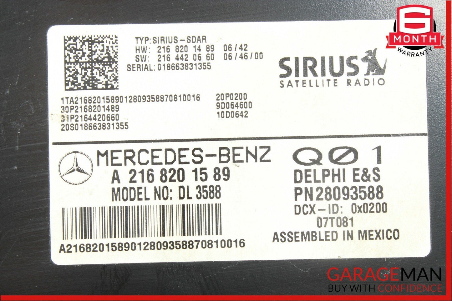 07-09 Mercedes W216 CL550 S63 AMG Sirius Satellite Radio Module Receiver OEM