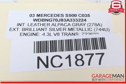 03-06 Mercedes W220 S500 Rear Left Driver Side Seat Belt Seatbelt Retractor OEM