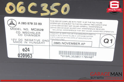 05-09 Mercedes W203 C350 Sport SL550 CD Changer 6 Disk Player w/ Magazine OEM