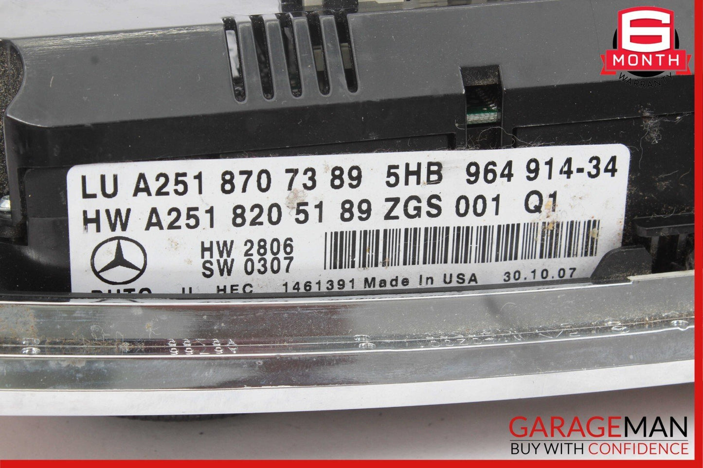 07-12 Mercedes X164 GL450 GL550 A/C AC Heater Climate Control Switch Trim Panel