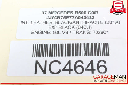 06-13 Mercedes W251 R500 R350 Rear Center Console Cup Holder / Ashtray Black