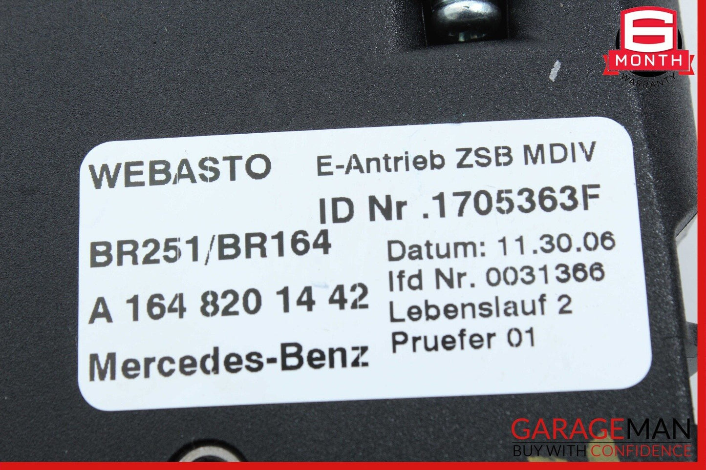 06-12 Mercedes W251 R350 ML550 Panoramic Sunroof Sun Roof Motor 1648201442 OEM