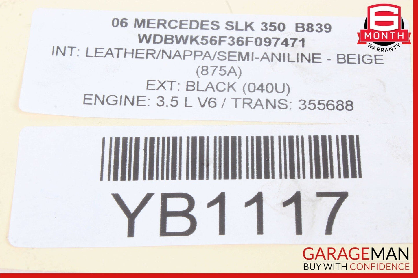 06-13 Mercedes R171 SLK350 C300 CLK350 Left Side Cylinder Head Valve Cover OEM