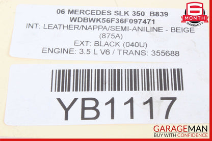 06-13 Mercedes R171 SLK350 C300 CLK350 Left Side Cylinder Head Valve Cover OEM