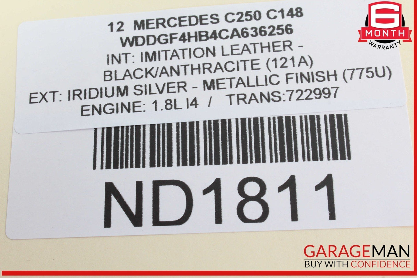 08-14 Mercedes W204 C250 C300 C350 Front Right Side Sunvisor Sun Visor Black OEM