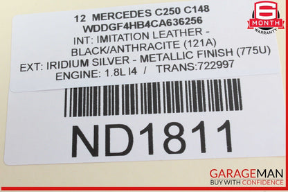 08-14 Mercedes W204 C250 C300 C350 Front Right Side Sunvisor Sun Visor Black OEM