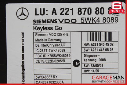 07-10 Mercedes W221 S550 CL550 CL600 S63 AMG Keyless Go Control Module Unit OEM