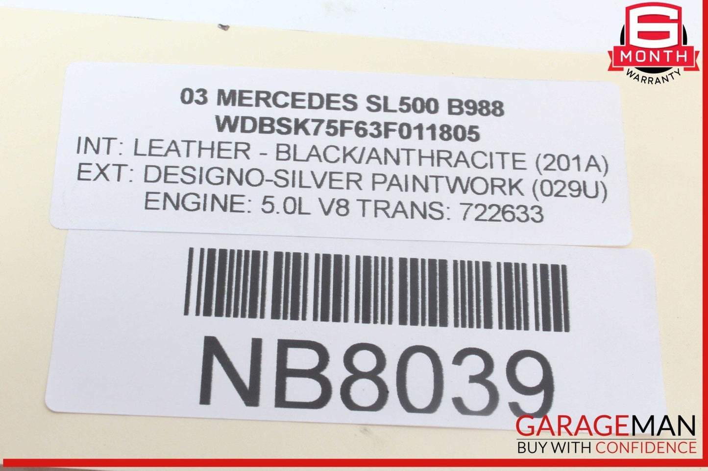 03-06 Mercedes R230 SL500 SL600 Rear Left Hydraulic Shock Absorber Strut