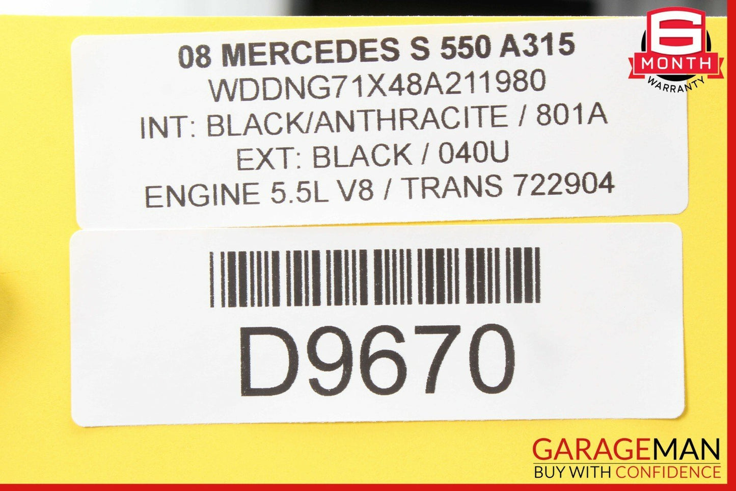 07-13 Mercedes W221 S350 S550 Top Shark Fin Antenna Roof GPS Black OEM