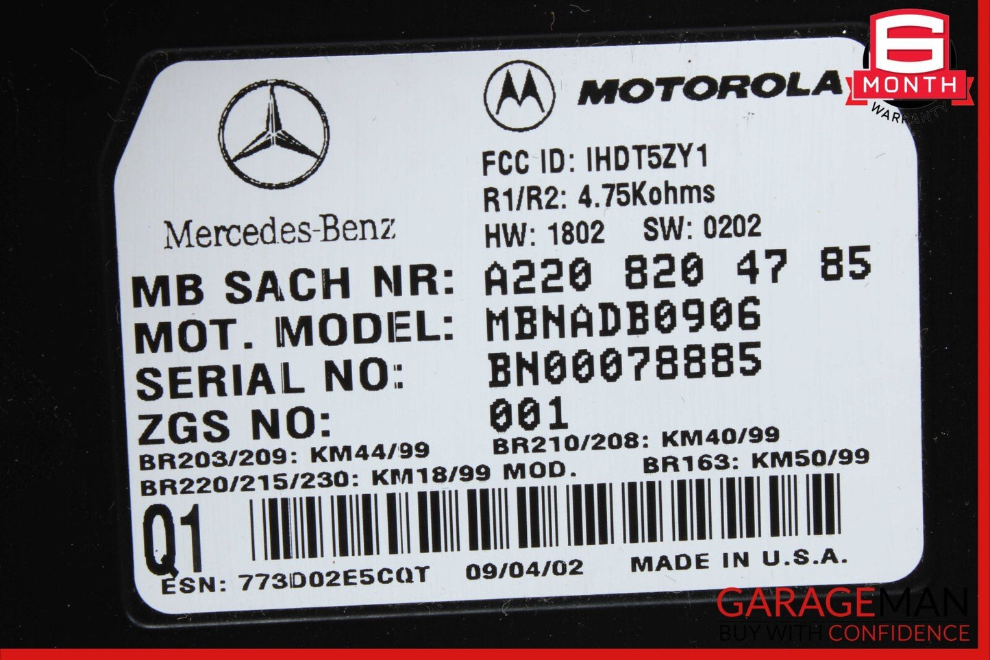 00-06 Mercedes R230 SL500 CLK55 AMG Voice Command Control Module 2208204785 OEM